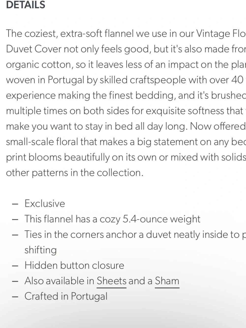 Garnet Hill cozy vintage floral flannel duvet cover